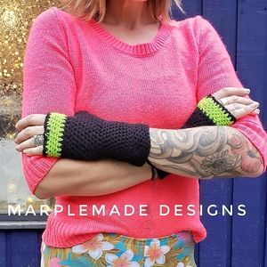 NWT* Handmade Fingerless gloves💜 super soft acrylic, Billie Eilish, MarpleMade